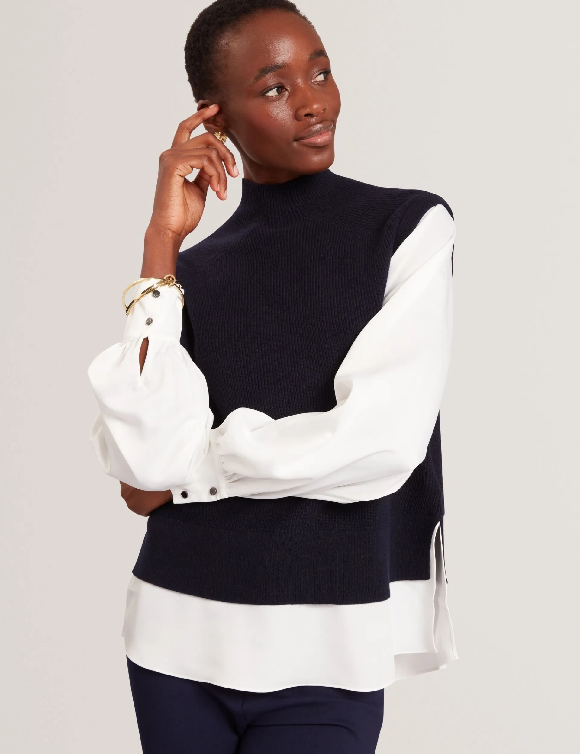 New Lobster Limited Oberteile & Blusen|Pullover & Strickjacken<Langarmhemd mit Strickweste