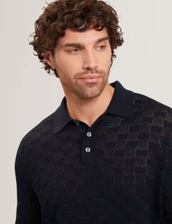 Herren New Lobster Limited Luxusgeschenke Für Herren|Pullover & Strickwaren<Langarm-Polohemd aus Seidenmischung mit Korbstruktur