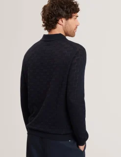 Herren New Lobster Limited Luxusgeschenke Für Herren|Pullover & Strickwaren<Langarm-Polohemd aus Seidenmischung mit Korbstruktur