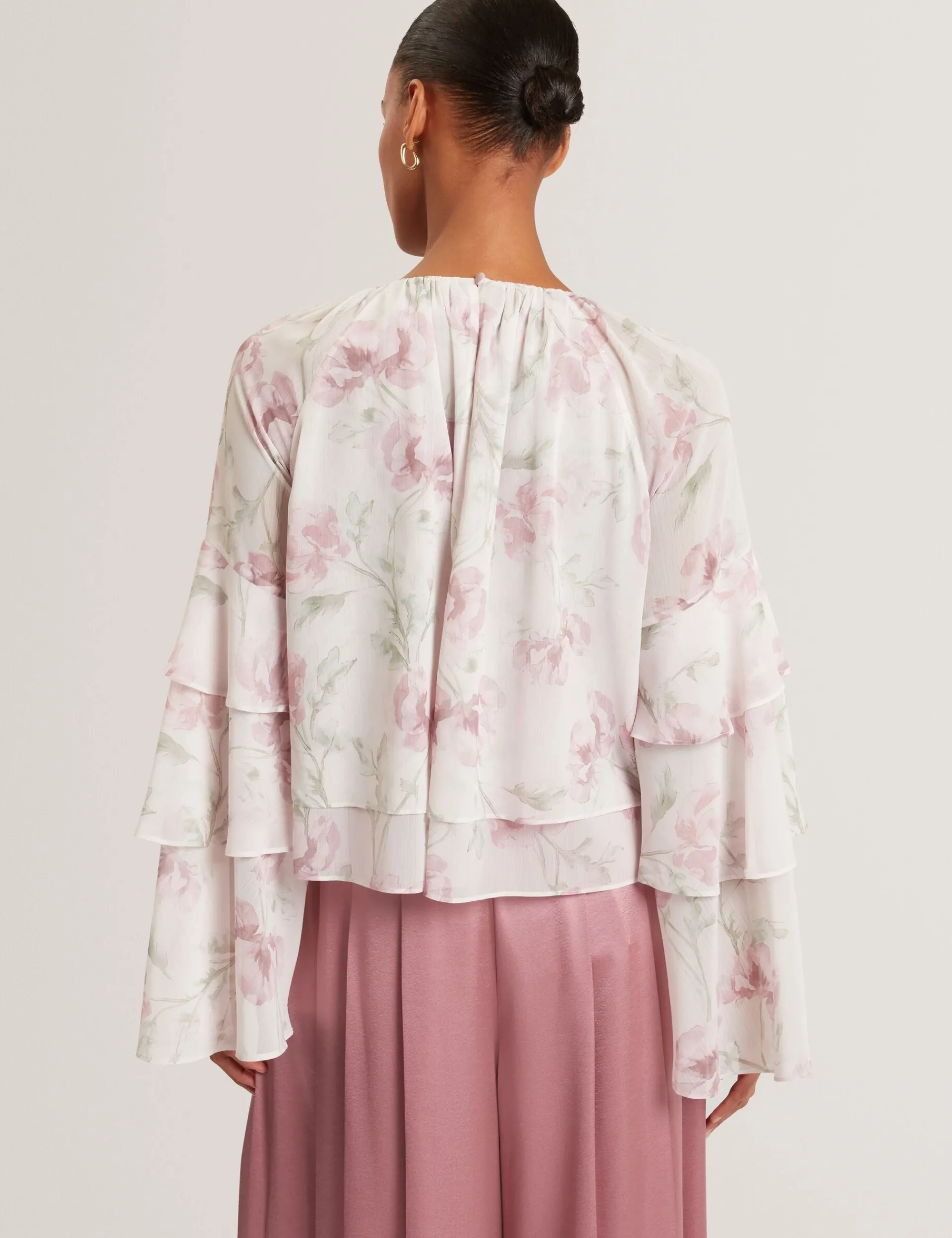 New Lobster Limited Festliche Kleidung|Oberteile & Blusen<Langarmshirt mit Rosenmuster und Rüschen