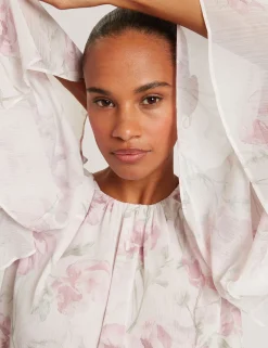 New Lobster Limited Festliche Kleidung|Oberteile & Blusen<Langarmshirt mit Rosenmuster und Rüschen