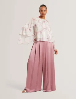 New Lobster Limited Festliche Kleidung|Oberteile & Blusen<Langarmshirt mit Rosenmuster und Rüschen
