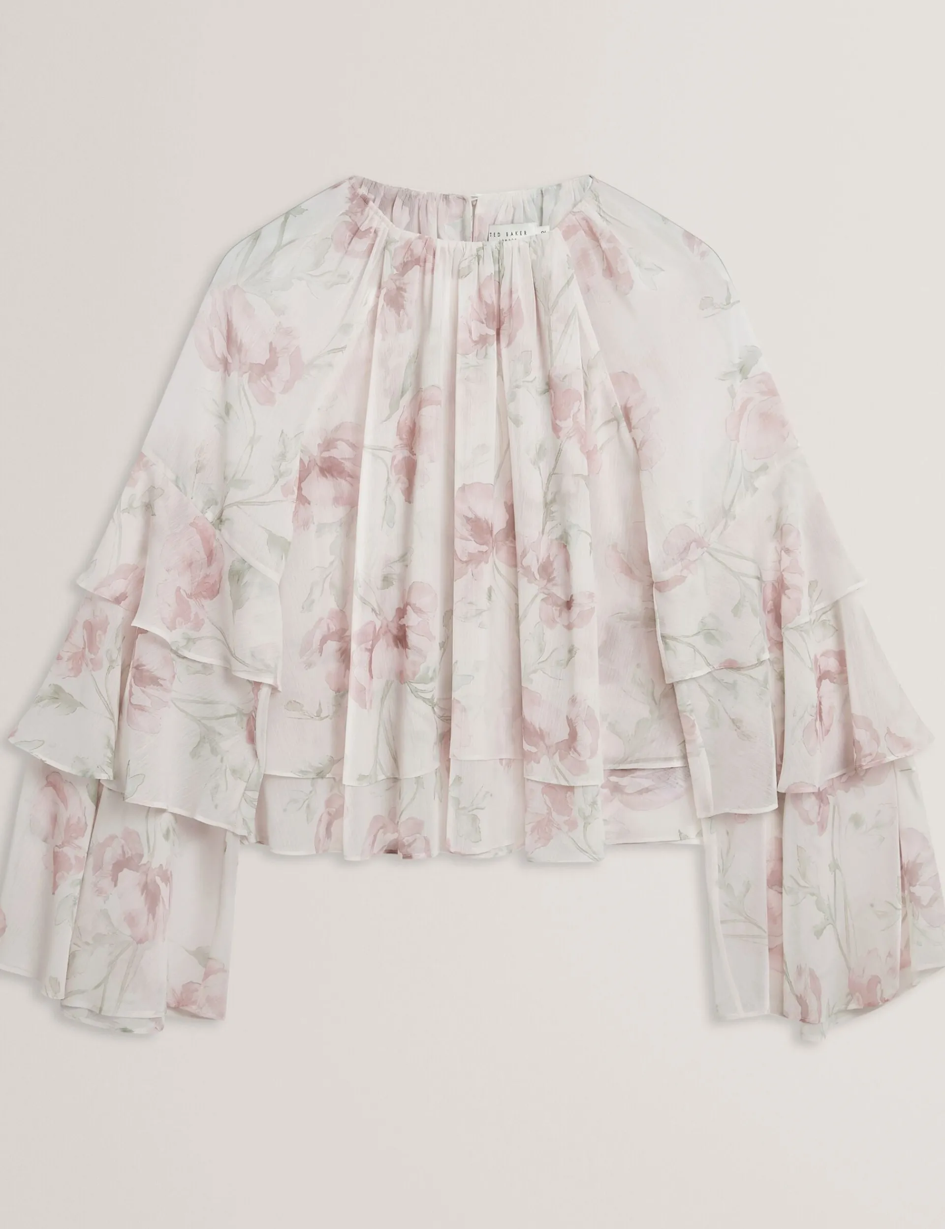 New Lobster Limited Festliche Kleidung|Oberteile & Blusen<Langarmshirt mit Rosenmuster und Rüschen