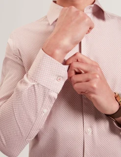 New Lobster Limited Breezy Blues Bearbeiten|Shirts<Langarm-Slim-Fit-Shirt mit Mikro-Geo-Print