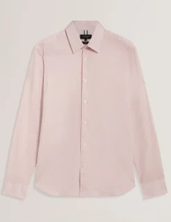 New Lobster Limited Breezy Blues Bearbeiten|Shirts<Langarm-Slim-Fit-Shirt mit Mikro-Geo-Print