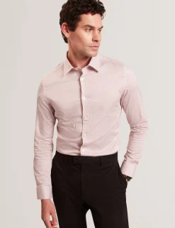 New Lobster Limited Breezy Blues Bearbeiten|Shirts<Langarm-Slim-Fit-Shirt mit Mikro-Geo-Print