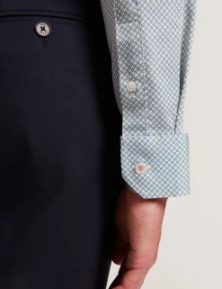 New Lobster Limited Breezy Blues Bearbeiten|Shirts<Langarm-Slim-Fit-Shirt mit Mikro-Geo-Print