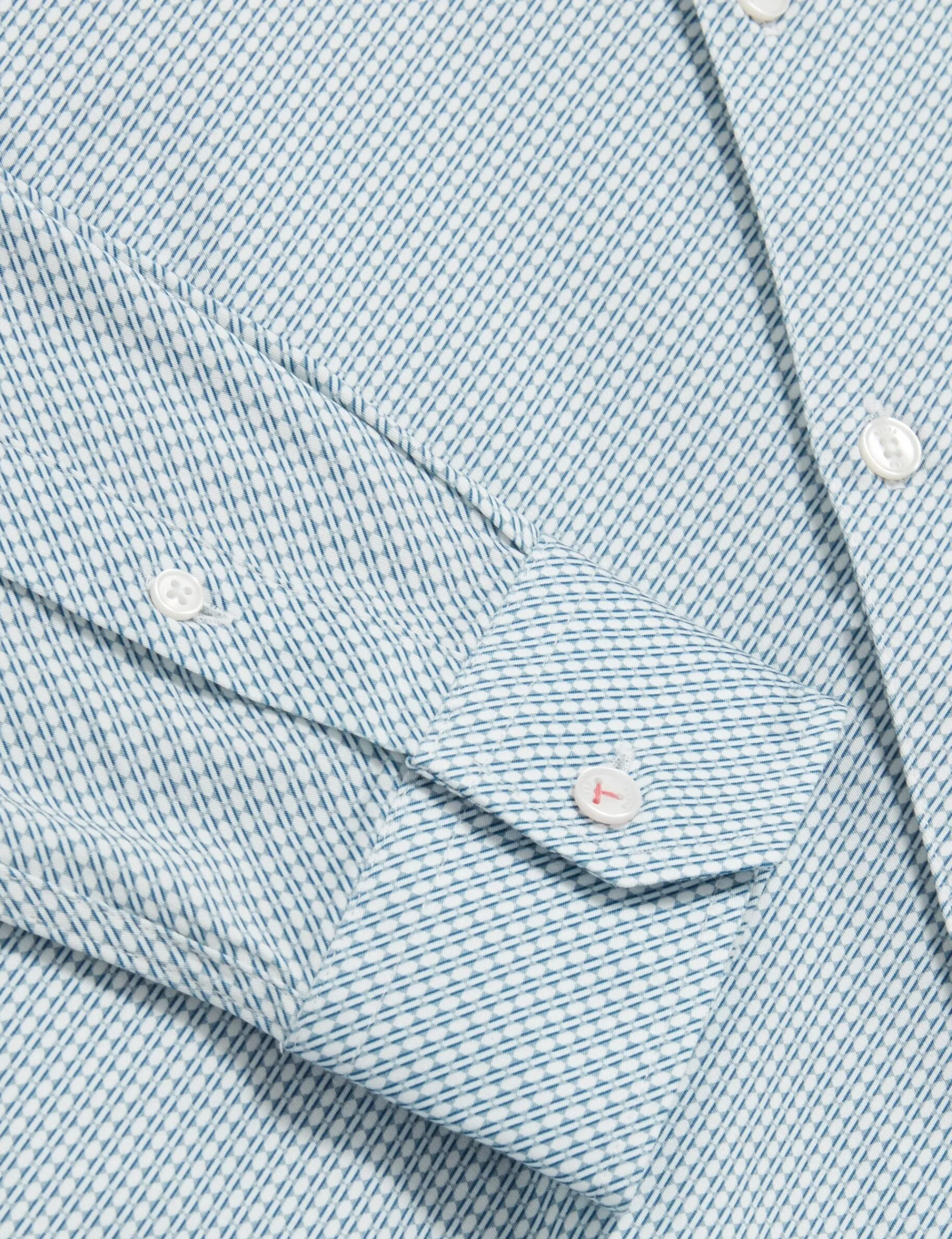 New Lobster Limited Breezy Blues Bearbeiten|Shirts<Langarm-Slim-Fit-Shirt mit Mikro-Geo-Print
