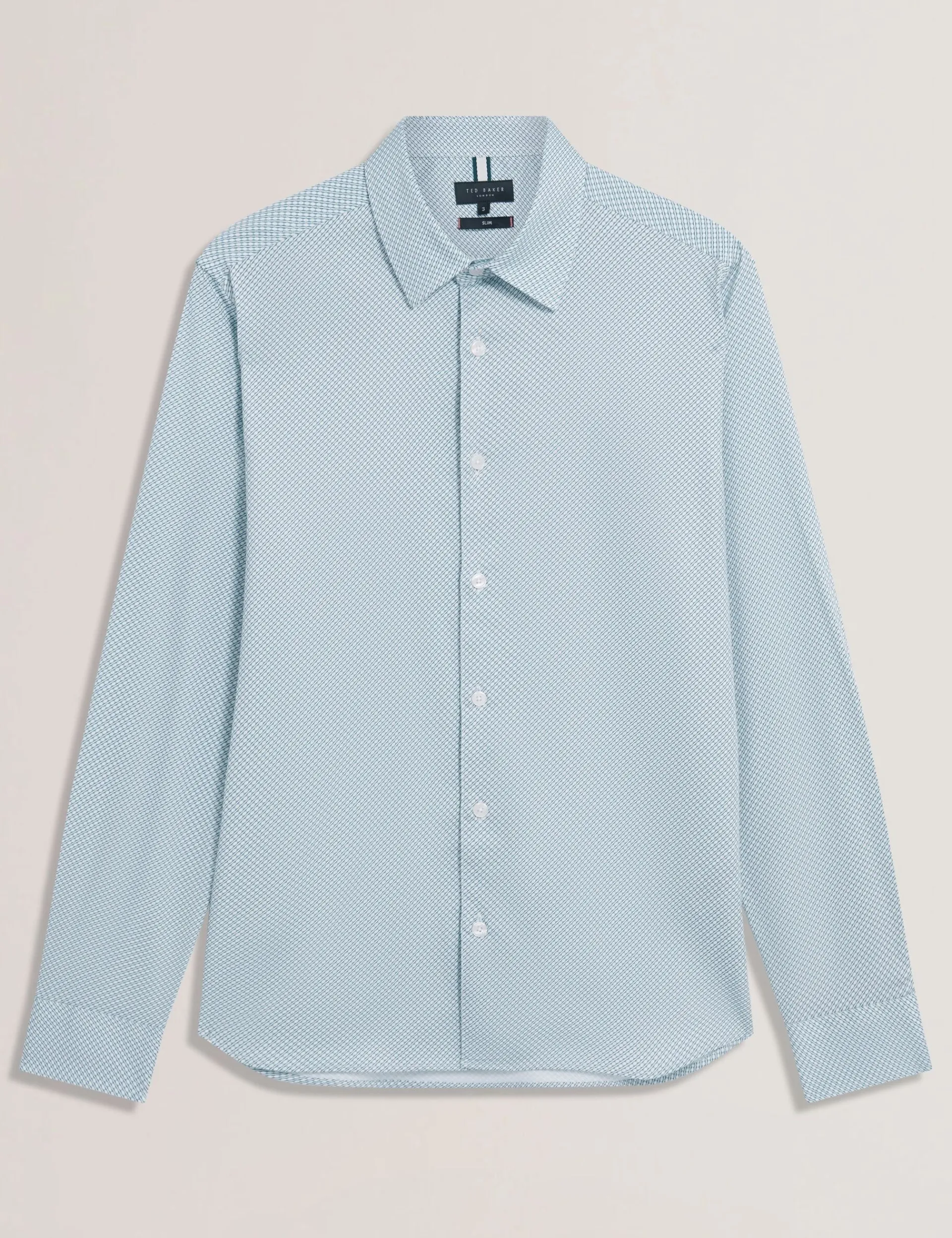 New Lobster Limited Breezy Blues Bearbeiten|Shirts<Langarm-Slim-Fit-Shirt mit Mikro-Geo-Print