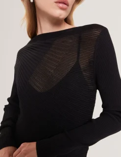 New Lobster Limited Oberteile & Blusen|Pullover & Strickjacken<Langarm-Strickoberteil mit transparenten Details
