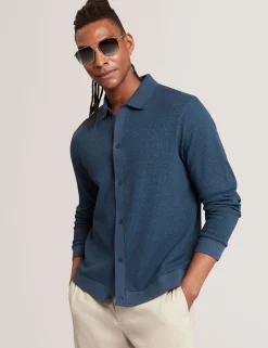 New Lobster Limited Breezy Blues Bearbeiten|Oberteile & T-Shirts<Langärmliges, strukturiertes Poloshirt mit Knopfleiste