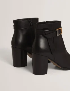 New Lobster Limited Stiefel|Arbeitskleidung<Leder-Ankle-Boots mit Gürtelbesatz und Absatz