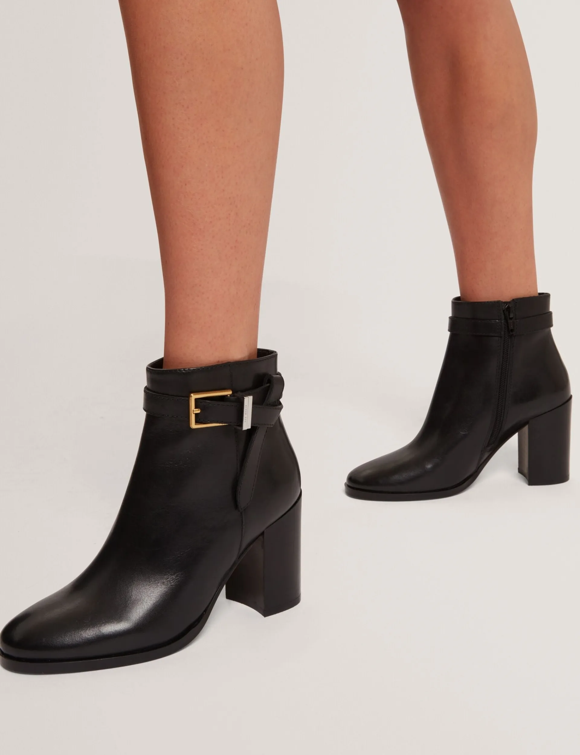 New Lobster Limited Stiefel|Arbeitskleidung<Leder-Ankle-Boots mit Gürtelbesatz und Absatz