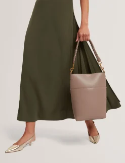 Damen New Lobster Limited Luxusgeschenke Für Damen<Längliche Leder-Beuteltasche mit geflochtenem Henkel