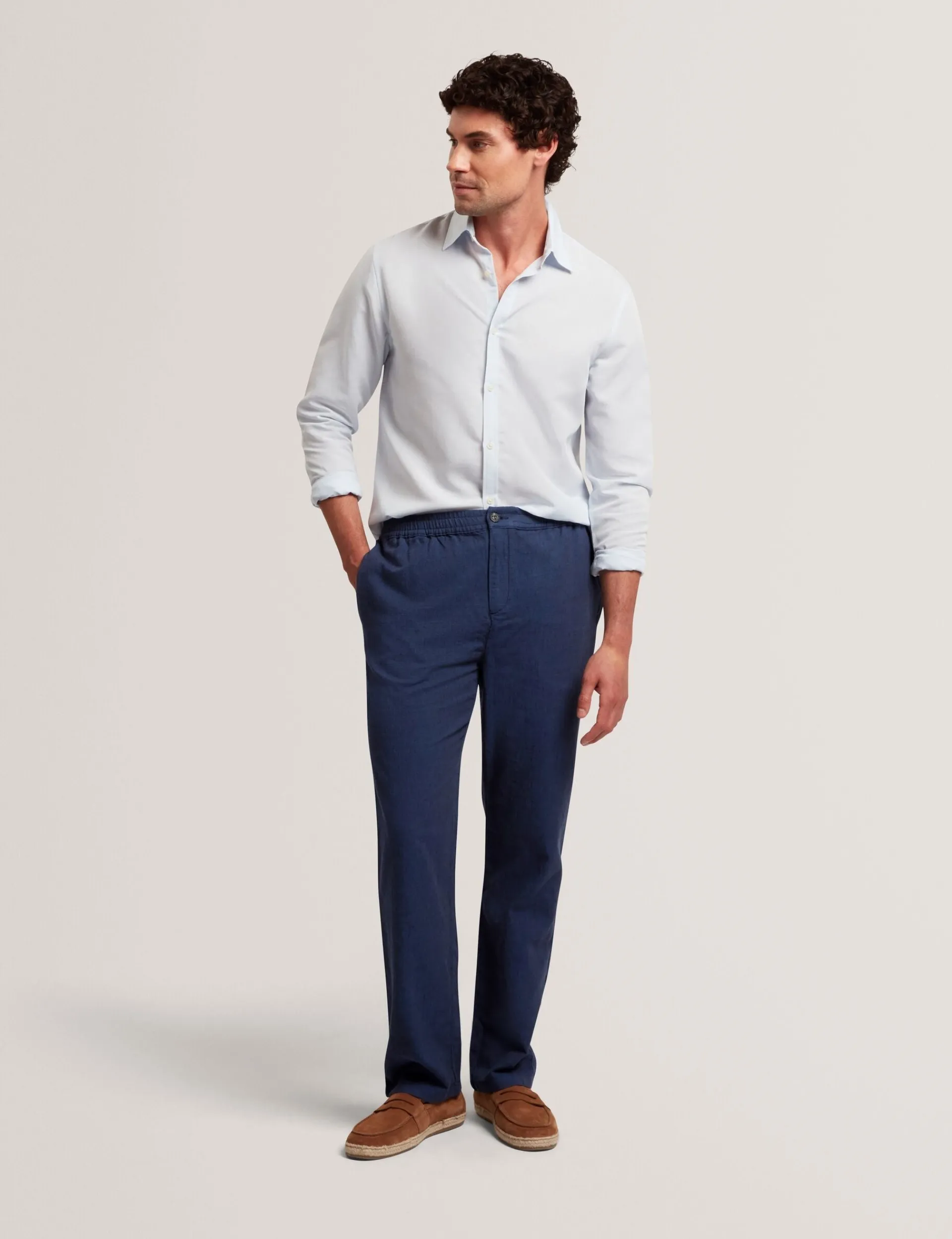 New Lobster Limited Breezy Blues Bearbeiten|Hosen & Chinos<Lässige Hose aus Leinenmischgewebe mit Gummizug