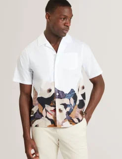 New Lobster Limited Breezy Blues Bearbeiten|Shirts<Lässiges Baumwollhemd mit bedrucktem Saum für den Resort-Bereich
