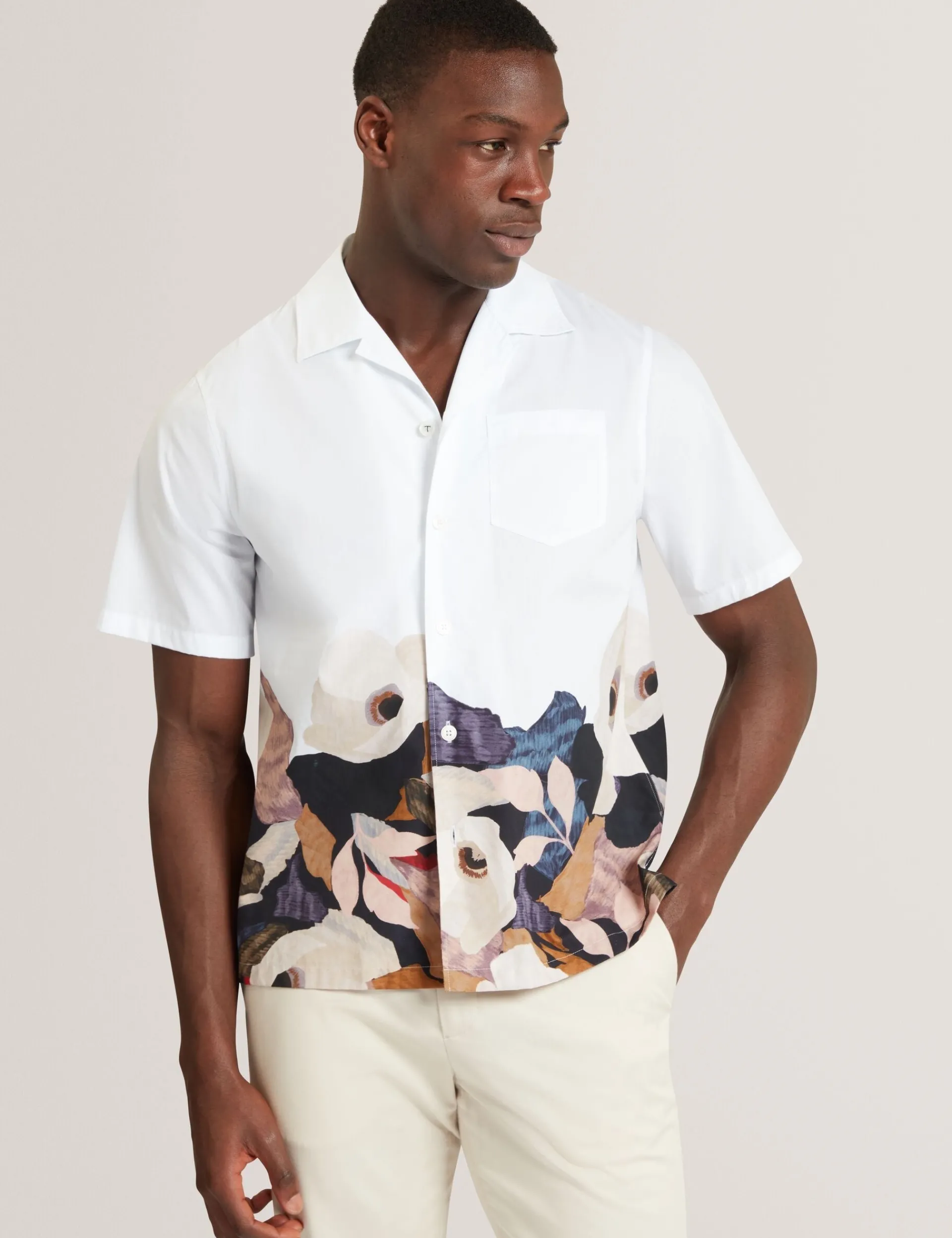 New Lobster Limited Breezy Blues Bearbeiten|Shirts<Lässiges Baumwollhemd mit bedrucktem Saum für den Resort-Bereich