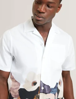 New Lobster Limited Breezy Blues Bearbeiten|Shirts<Lässiges Baumwollhemd mit bedrucktem Saum für den Resort-Bereich