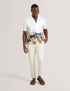 New Lobster Limited Breezy Blues Bearbeiten|Shirts<Lässiges Baumwollhemd mit bedrucktem Saum für den Resort-Bereich