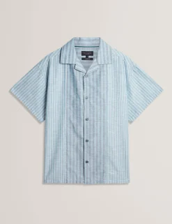 New Lobster Limited Breezy Blues Bearbeiten|Shirts<Lässiges Hemd aus Leinenmischgewebe mit gemischten Streifen