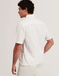 New Lobster Limited Breezy Blues Bearbeiten|Shirts<Lässiges Hemd aus Leinenmischgewebe mit gemischten Streifen