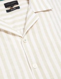 New Lobster Limited Breezy Blues Bearbeiten|Shirts<Lässiges Hemd aus Leinenmischgewebe mit gemischten Streifen