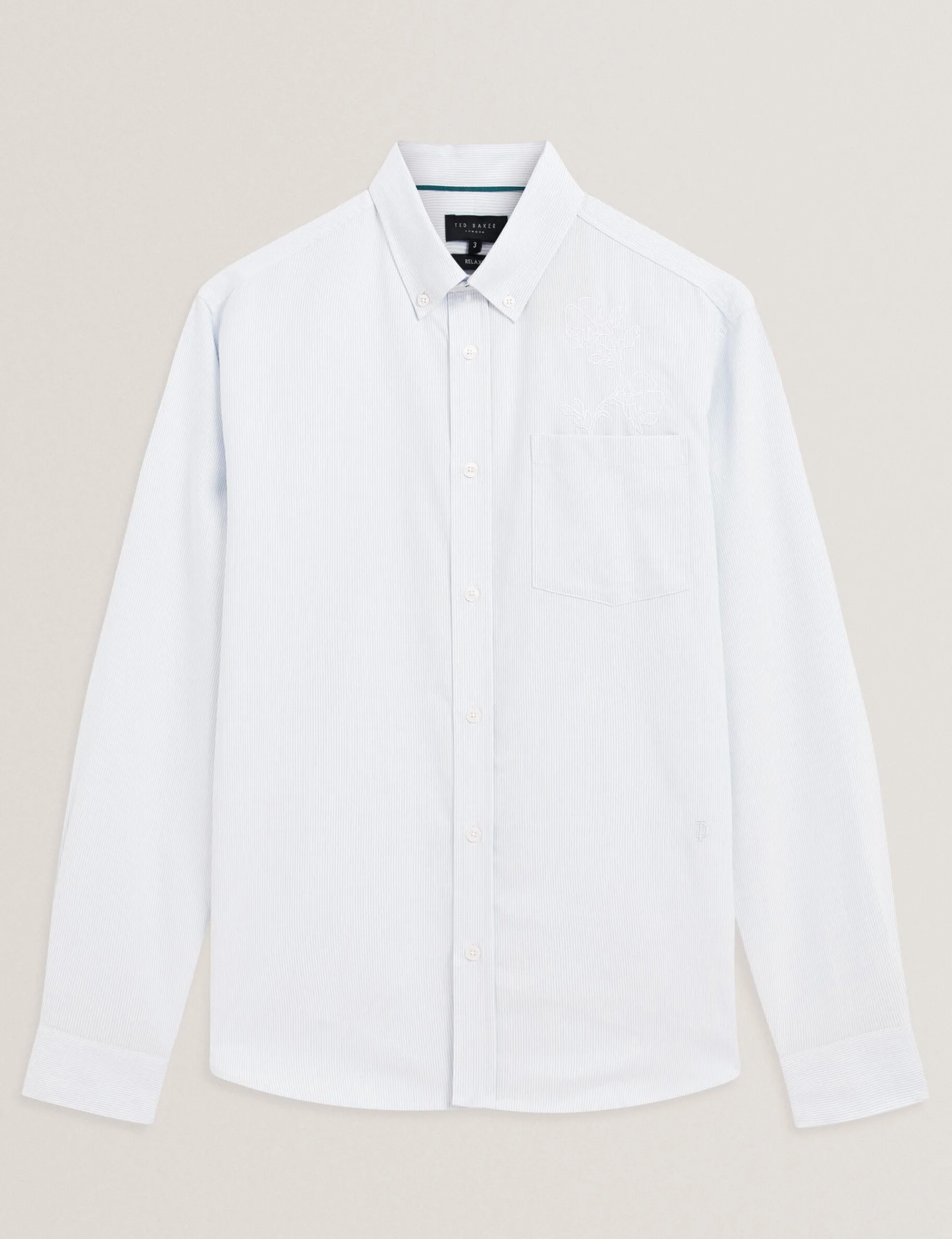 New Lobster Limited Breezy Blues Bearbeiten|Shirts<Lässiges Nadelstreifenhemd mit Stickereidetails