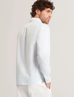 New Lobster Limited Breezy Blues Bearbeiten|Shirts<Lässiges Nadelstreifenhemd mit Stickereidetails