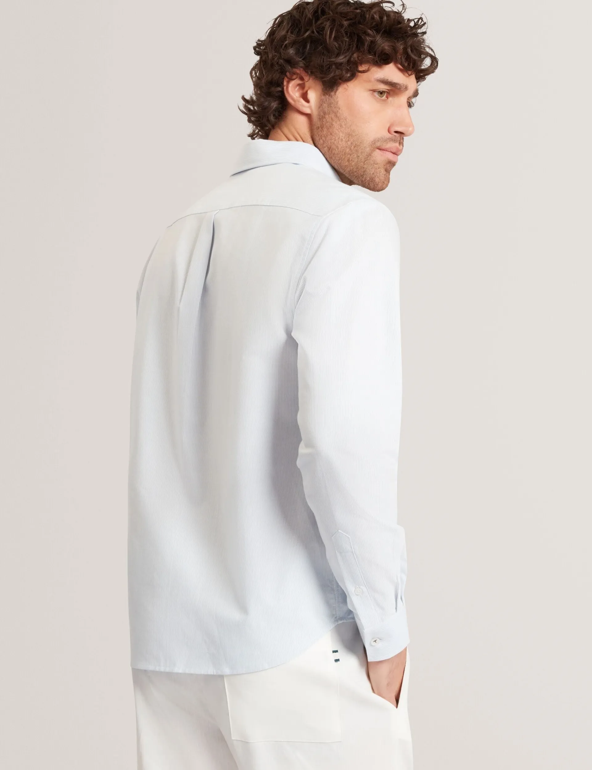 New Lobster Limited Breezy Blues Bearbeiten|Shirts<Lässiges Nadelstreifenhemd mit Stickereidetails
