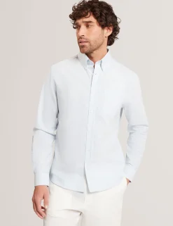 New Lobster Limited Breezy Blues Bearbeiten|Shirts<Lässiges Nadelstreifenhemd mit Stickereidetails