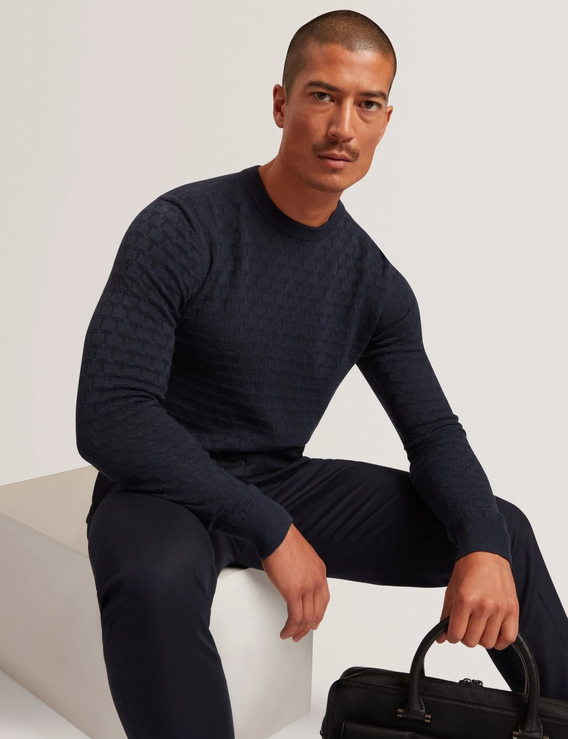 New Lobster Limited Breezy Blues Bearbeiten|Arbeitskleidung<Marken-Pullover mit Rundhalsausschnitt und Struktur