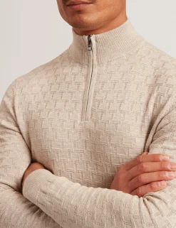 New Lobster Limited Breezy Blues Bearbeiten|Arbeitskleidung<Markenpullover mit strukturierter Oberfläche und Reißverschluss am Kragen