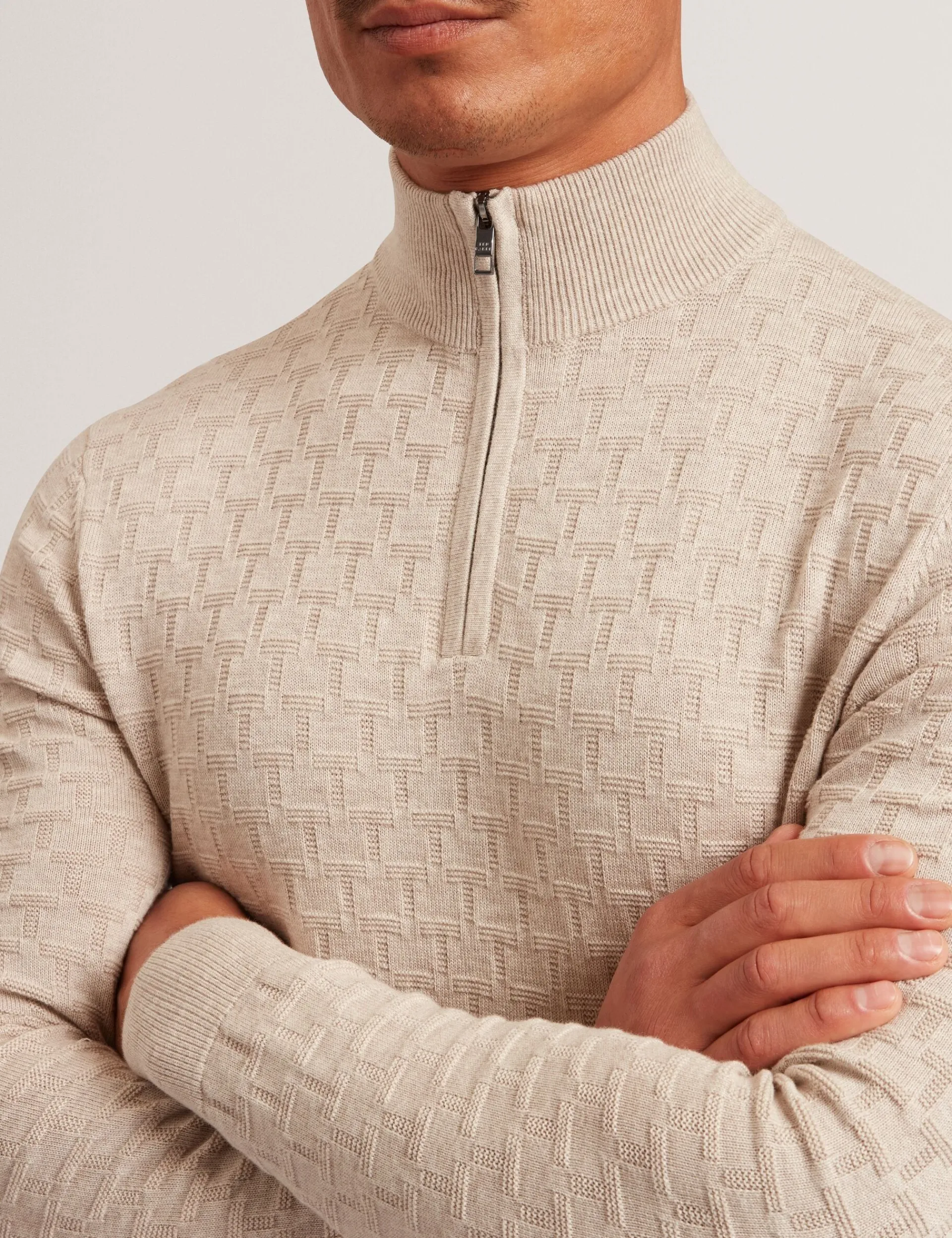 New Lobster Limited Breezy Blues Bearbeiten|Arbeitskleidung<Markenpullover mit strukturierter Oberfläche und Reißverschluss am Kragen
