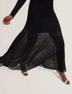 New Lobster Limited Festliche Kleidung|Kleider<Maxikleid aus Strick mit transparenten Details und langen Ärmeln