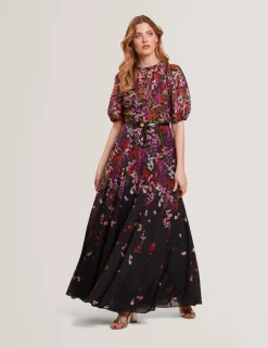 New Lobster Limited Kleider<Maxikleid in A-Linie mit verstreuten Blumenmustern und Puffärmeln