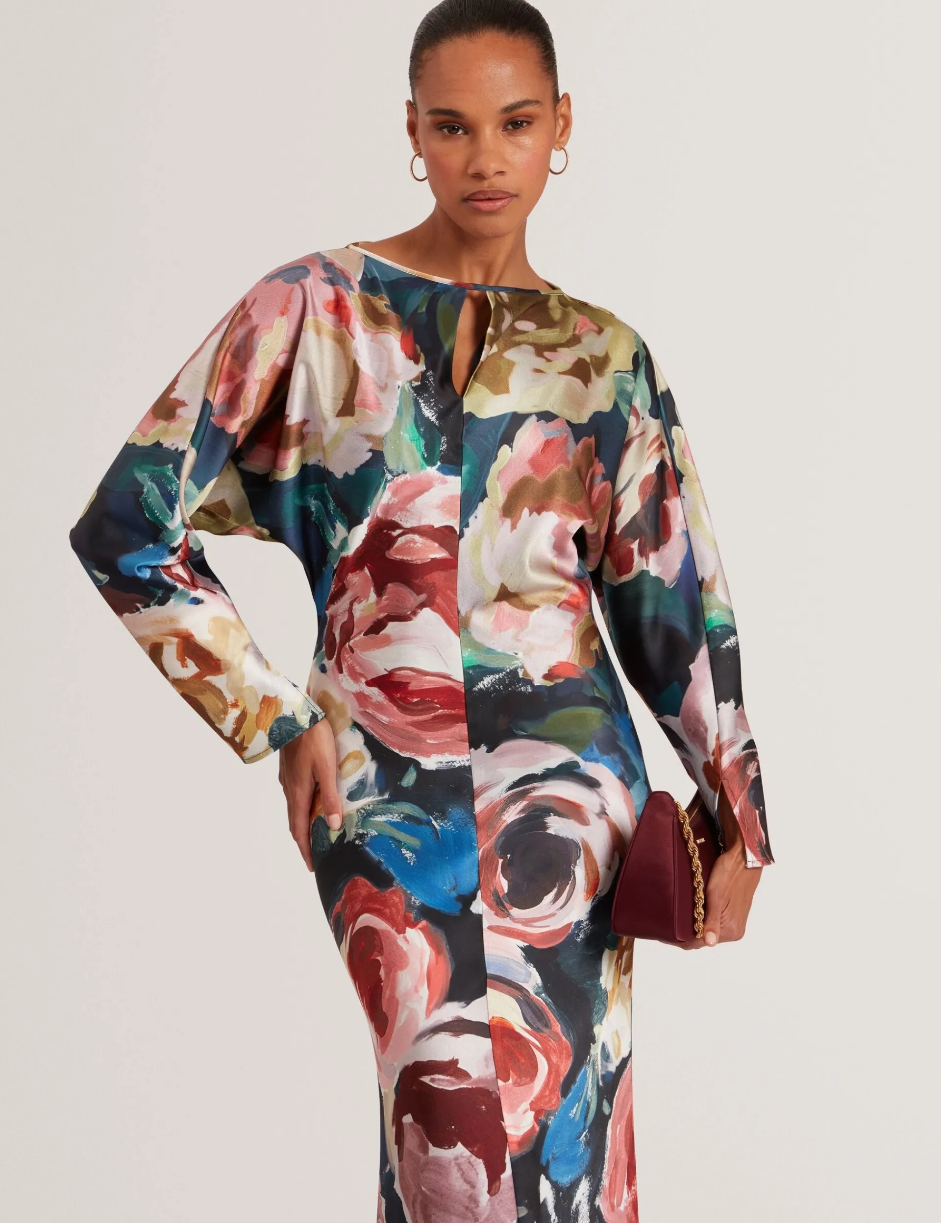 New Lobster Limited Festliche Kleidung|Kleider<Maxikleid mit auffälligem Blumenmuster und Sanduhr-Schnitt