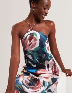 New Lobster Limited Festliche Kleidung|Kleider<Maxikleid mit Rosenmuster und Neckholder