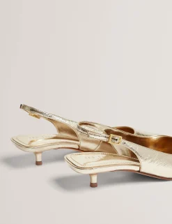 New Lobster Limited Absätze|Golden Hour<Metallic-Leder-Slingback-Schuhe mit Kitten-Heel