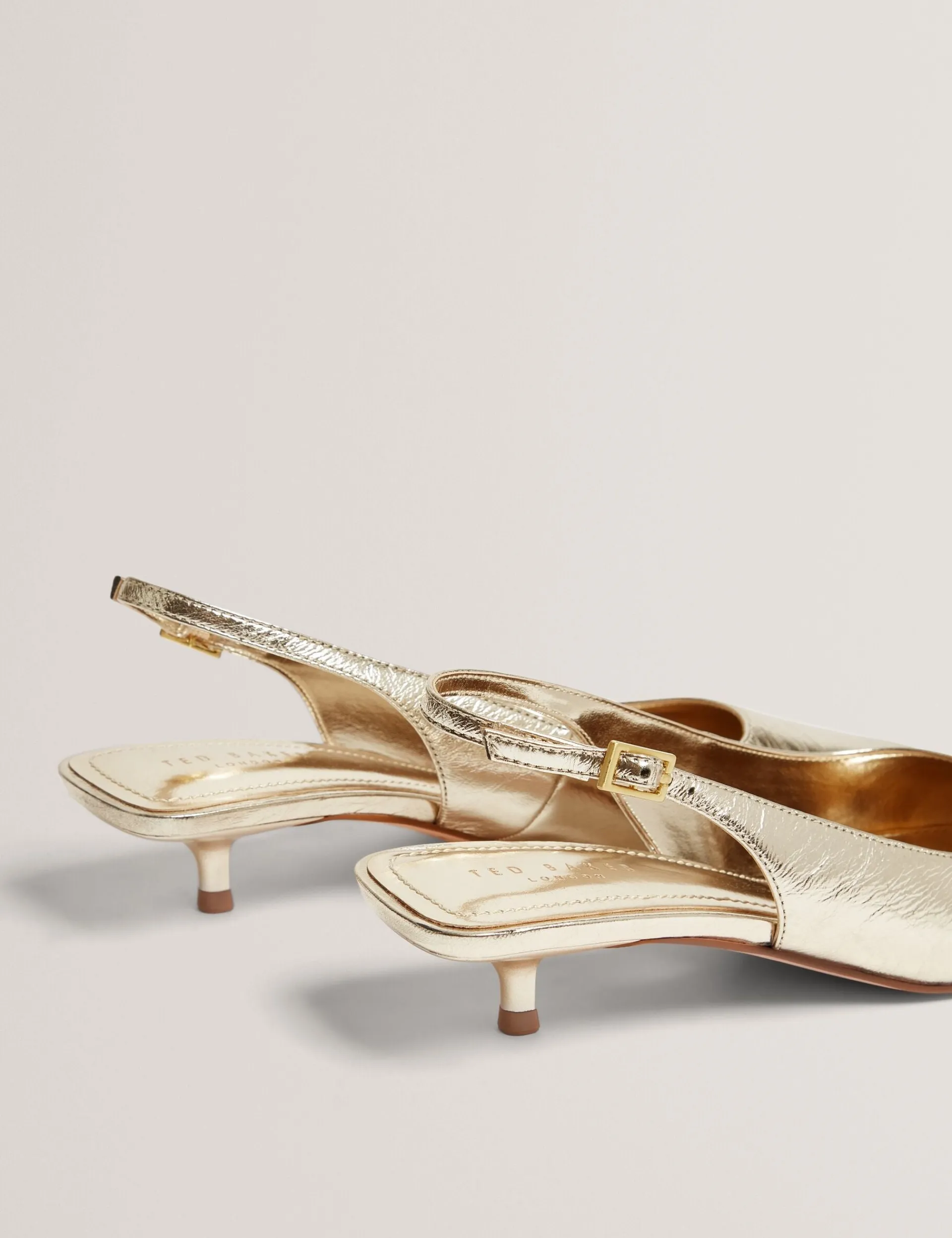 New Lobster Limited Absätze|Golden Hour<Metallic-Leder-Slingback-Schuhe mit Kitten-Heel