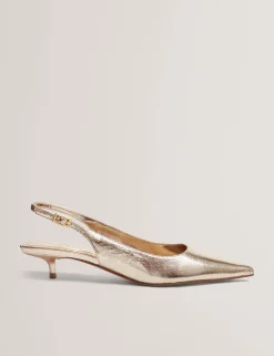 New Lobster Limited Absätze|Golden Hour<Metallic-Leder-Slingback-Schuhe mit Kitten-Heel