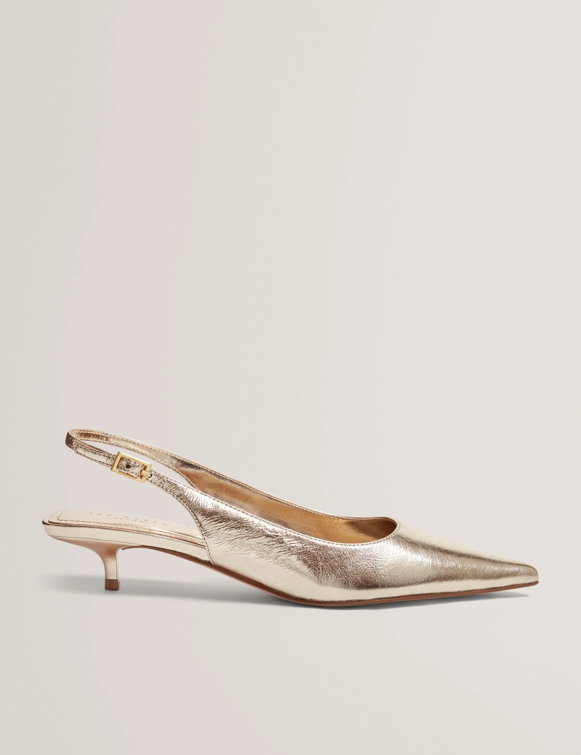 New Lobster Limited Absätze|Golden Hour<Metallic-Leder-Slingback-Schuhe mit Kitten-Heel