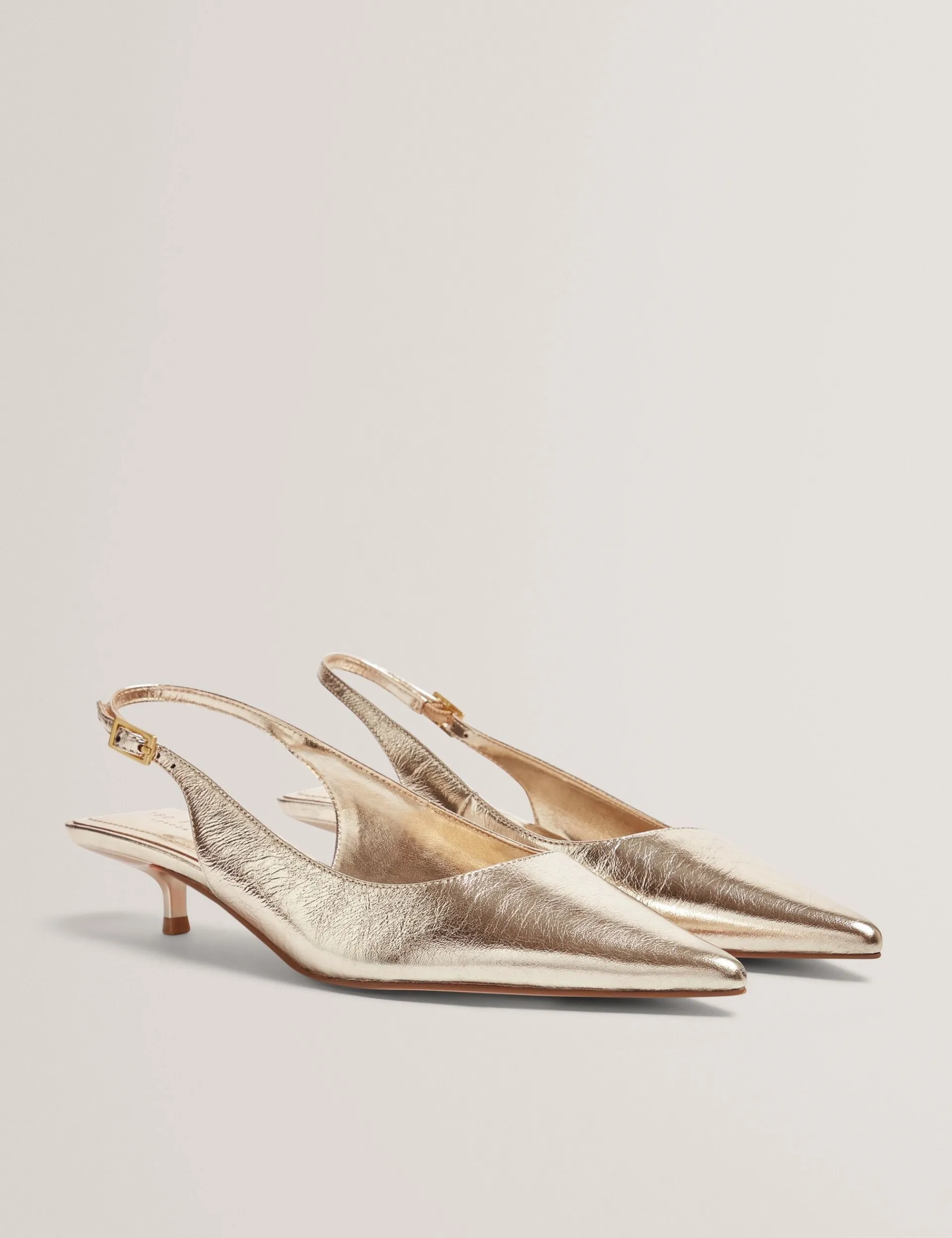 New Lobster Limited Absätze|Golden Hour<Metallic-Leder-Slingback-Schuhe mit Kitten-Heel