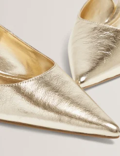 New Lobster Limited Absätze|Golden Hour<Metallic-Leder-Slingback-Schuhe mit Kitten-Heel