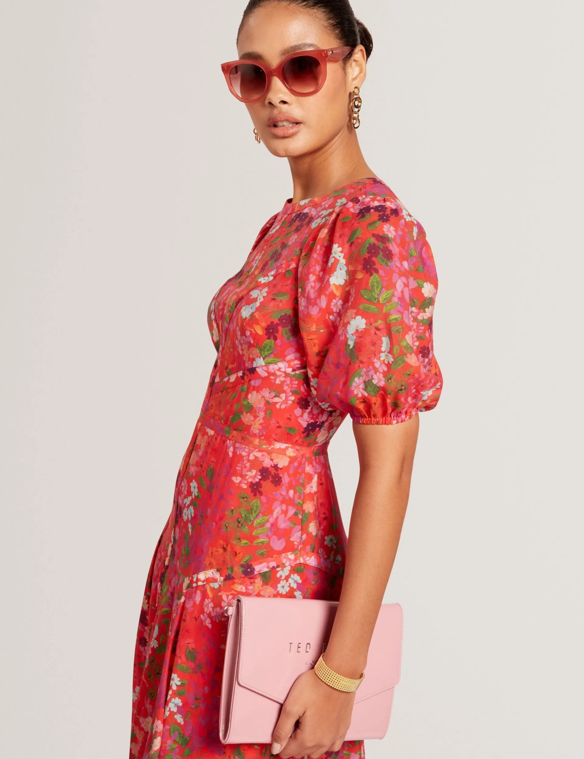 New Lobster Limited Kleider<Midikleid mit Blütenmuster und Puffärmeln in A-Linie