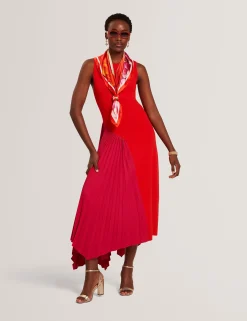 New Lobster Limited Festliche Kleidung|Der Weihnachtsladen<Midikleid mit Farbblock-Falten