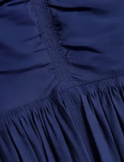 New Lobster Limited Kleider|Golden Hour<Midikleid mit Puffärmeln, Raffungen und V-Ausschnitt