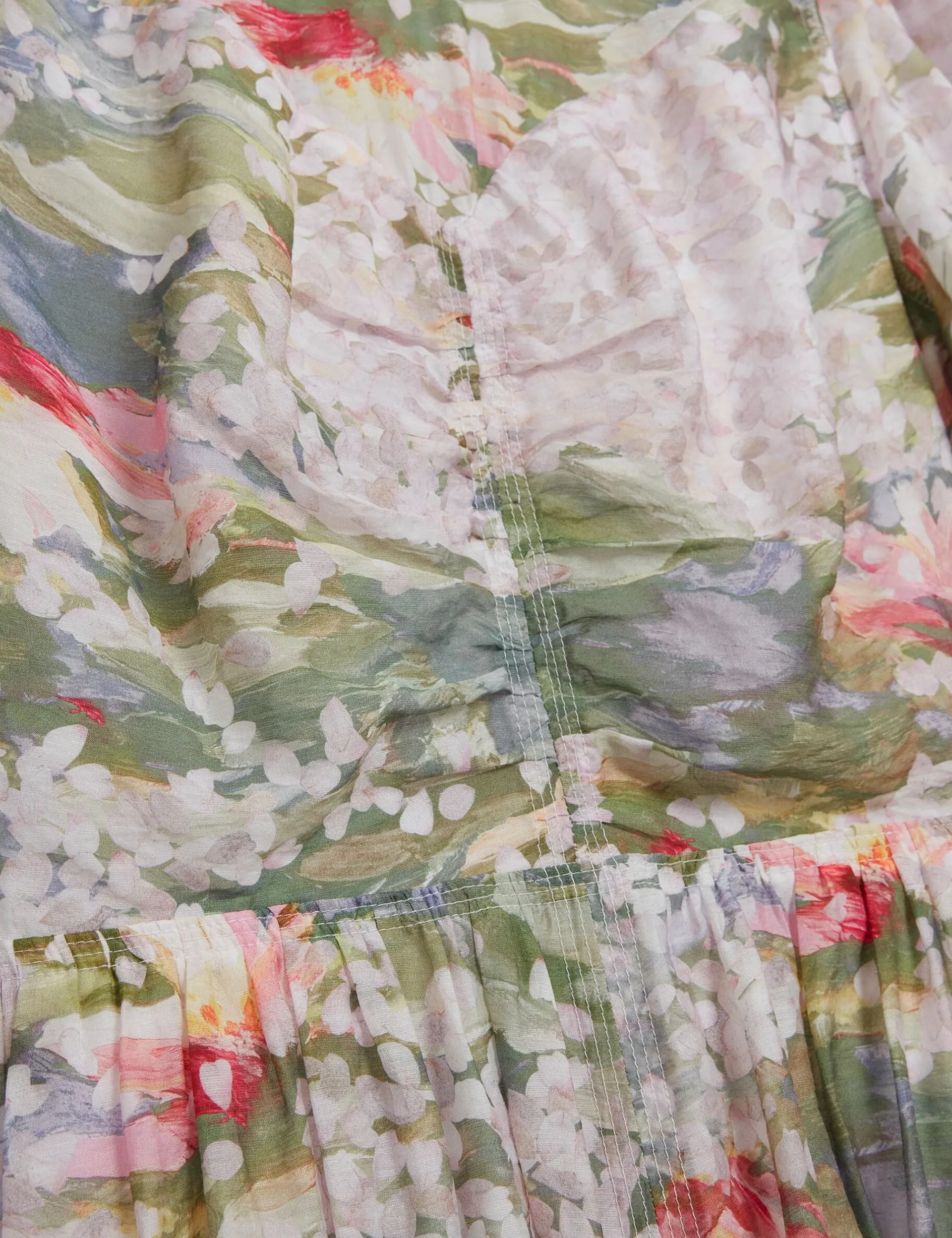 New Lobster Limited Festliche Kleidung|Neue Frühlingsblumen<Midikleid mit Seerosenmuster und Puffärmeln