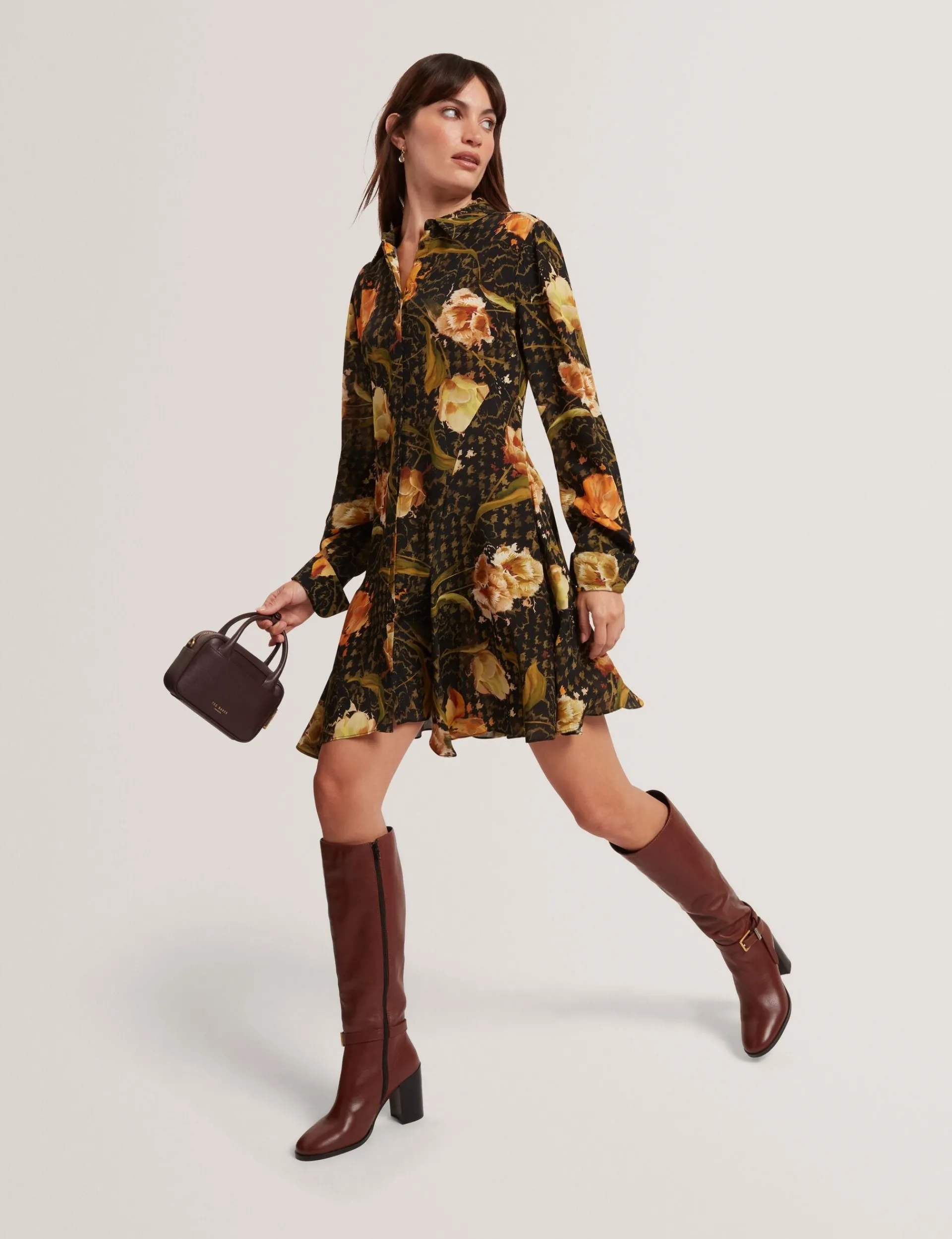 New Lobster Limited Kleider|Neue Frühlingsblumen<Mini-Hemdkleid mit Blumen-Karomuster