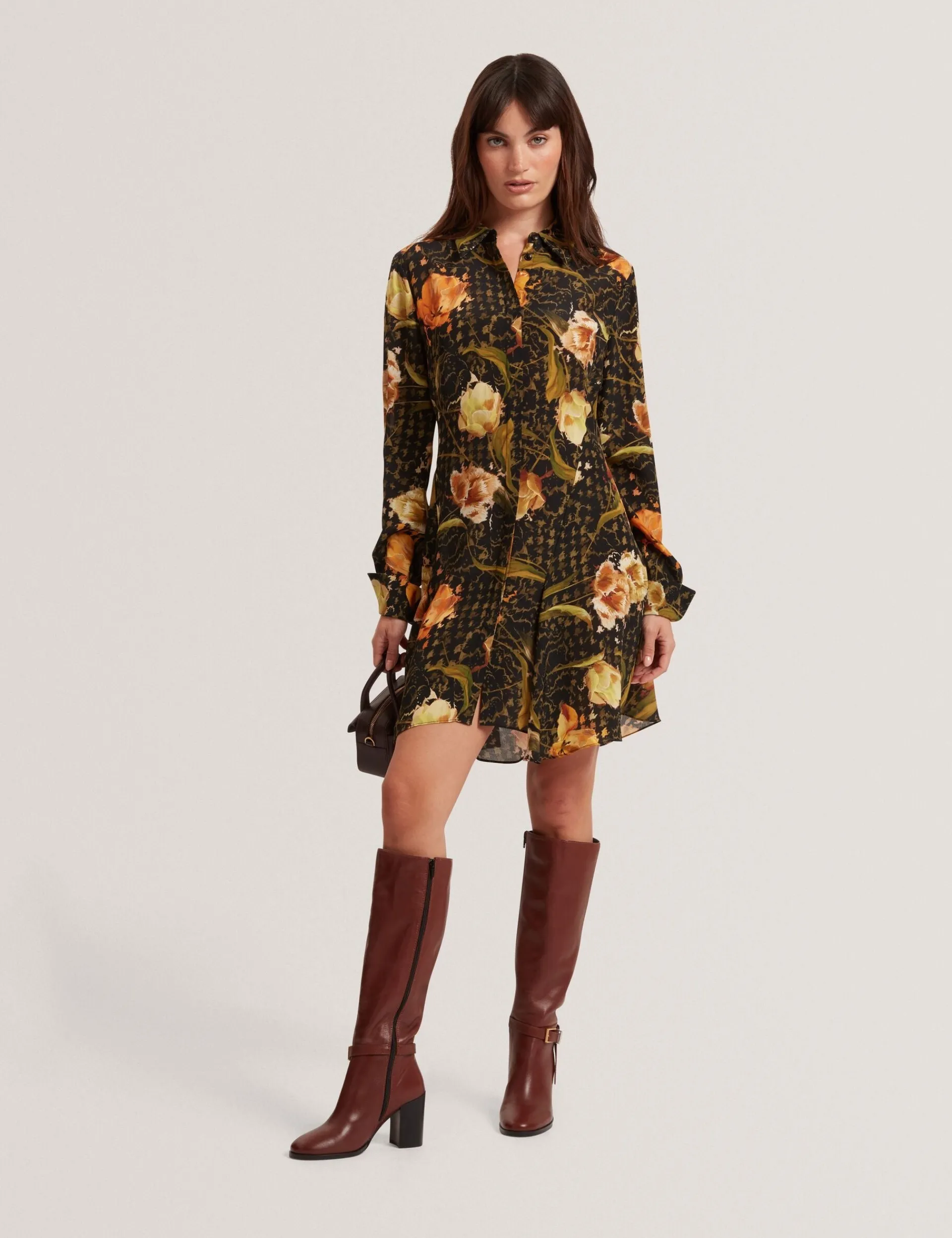 New Lobster Limited Kleider|Neue Frühlingsblumen<Mini-Hemdkleid mit Blumen-Karomuster