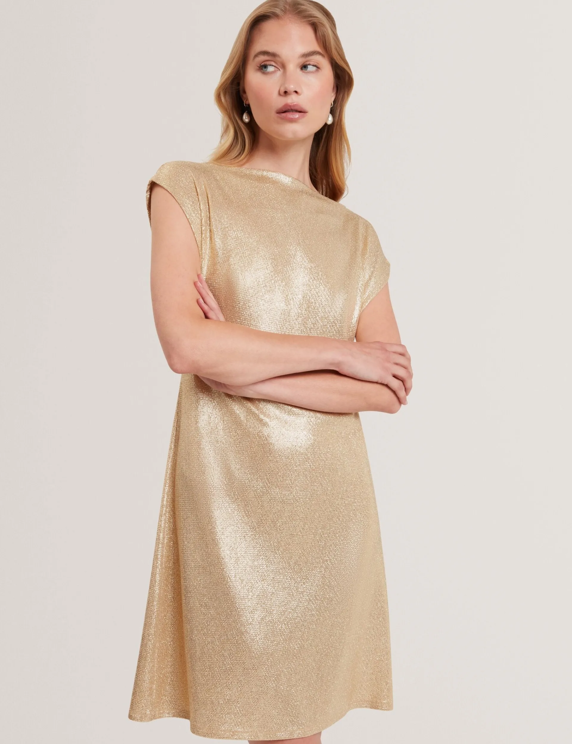New Lobster Limited Golden Hour|Kleider<Minikleid aus Jersey mit Metallic-Webmuster